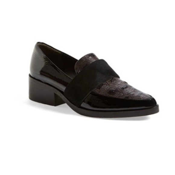 3.1 Phillip Lim Quinn Leather Loafers Tortoise Shell Suede Black Classic 38/8 - Picture 1 of 15